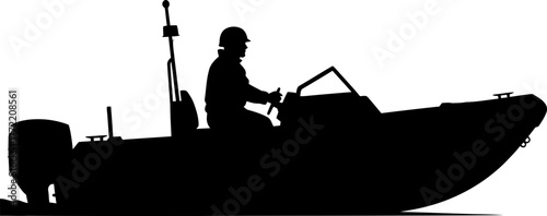 vigilant pilot steers rapid craft, embarking on vital aquatic mission