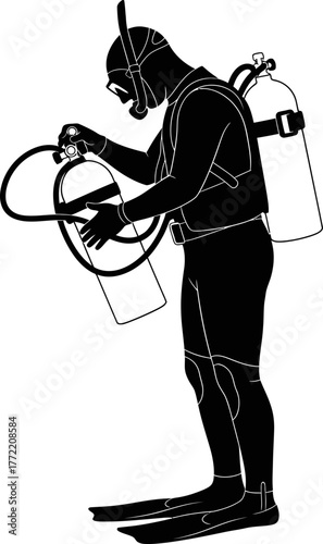 oceans call dedicated diver prepares gear, anticipating subaquatic world