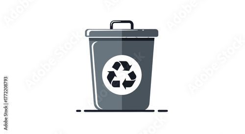 Recycling Bin Icon A Minimalist Vector Illustration of Waste Management and Environmental Sustainability