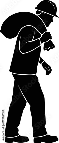 dedicated worker shoulders responsibility, delivering vital supplies with unwavering strength