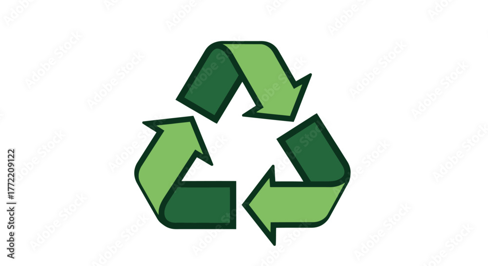 Obraz premium Green triangular arrow symbol representing global recycling, sustainability, and environmental conservation efforts for a cleaner planet and responsible resource management