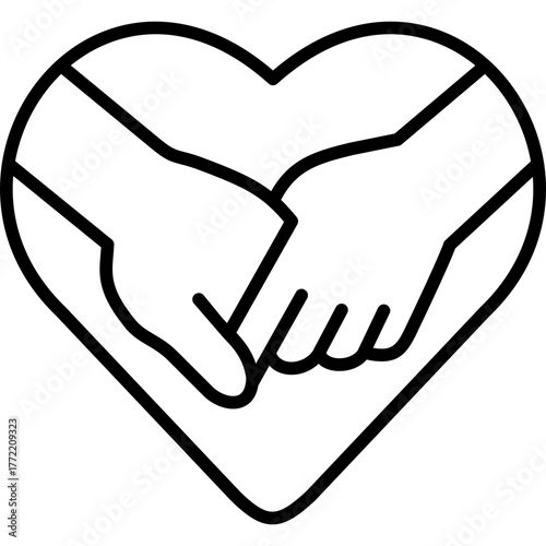 hand on hand love line icon