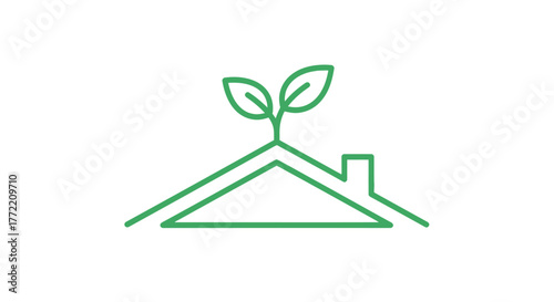 Eco-Friendly Home Concept House Roof with a Plant, Green Living and Sustainable Design