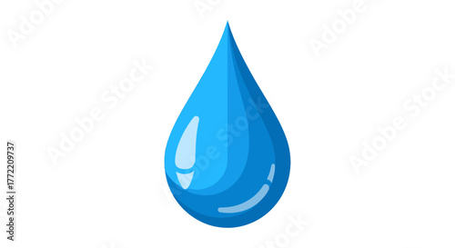 A single, blue, vibrant drop of water, perfect for representing hydration, purity, and refreshment in various design contexts