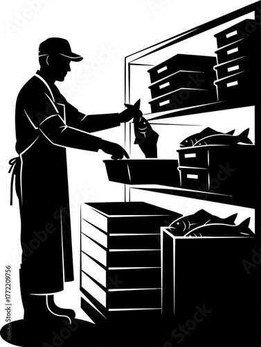 harvested bounty sorted skillful hands prepare fresh seafood for distribution