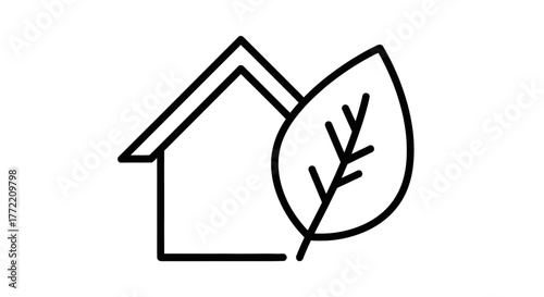 Eco-friendly house symbol representing sustainable living and green energy initiatives, a clean and modern illustration