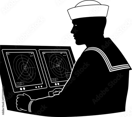 vigilant sailor monitors digital horizons, steering maritime destiny with precision