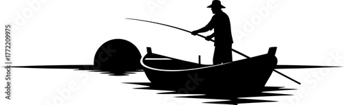 lone angler casts at dawn, seeking natures tranquil, rewarding bounty