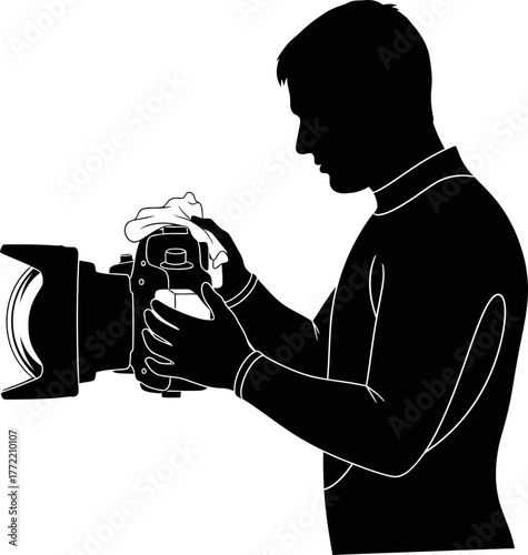 subaquatic storyteller diligently preparing gear for unveiling ocean wonders