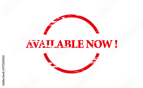 AVAILABLE NOW ! - AVAILABLE NOW ! text written on Red Rubber Stamp 
