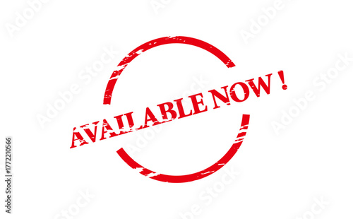 AVAILABLE NOW ! - AVAILABLE NOW ! text written on Red Rubber Stamp 
