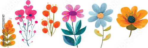 colorful watercolor flowers art