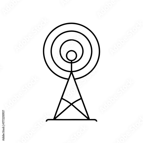 Outline of a radio tower icon on transparent background