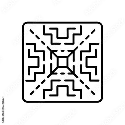 Square geometric pattern shape on transparent background