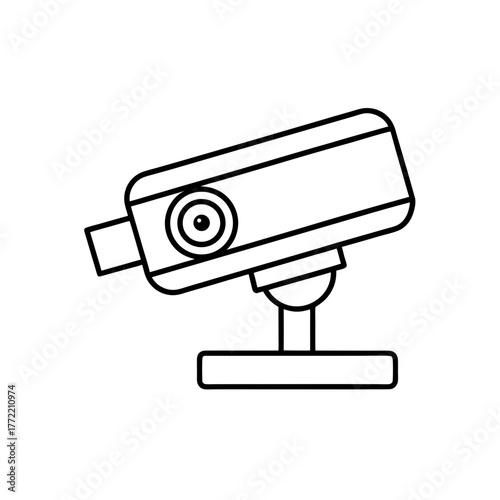 Outline security camera design on transparent background