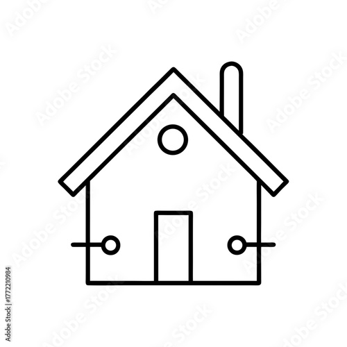 Simple outline drawing of home on transparent background
