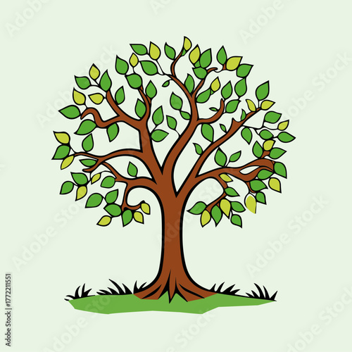 Green Tree with Leaves – Vector Illustration