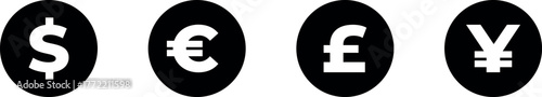set of the most popular currency symbol
