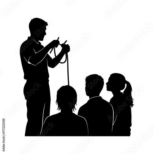 Medical examination scene with doctor and patients with transparent background