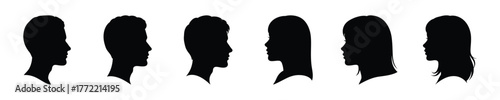 Silhouettes of People's Head Profiles in Vector Format for Design Projects