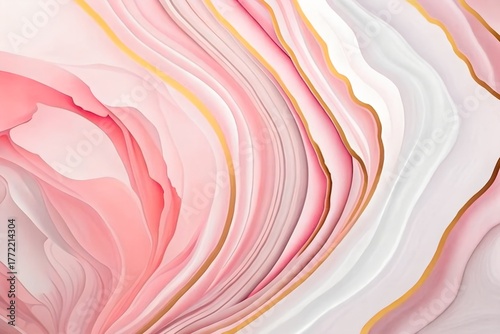 Fluid Marble Texture Background 8K Seamless Pink Gold