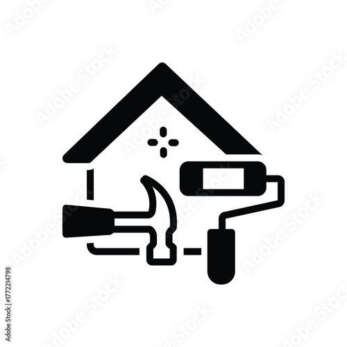Black solid icon for home makeover