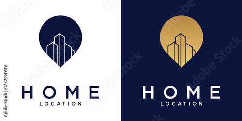Creative home location logo design with modern concept