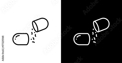 Probiotic Capsules White Icon Set Design