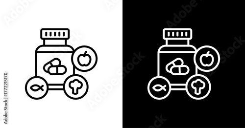 Multivitamin White Icon Set Design