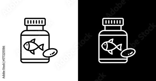 Omega 3 Capsules White Icon Set Design