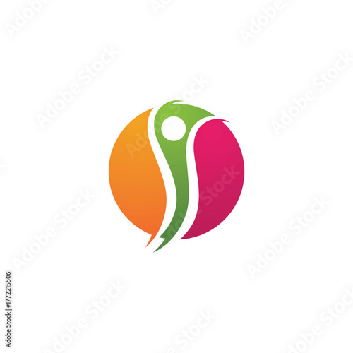 Success people jump health life logo and symbol vector