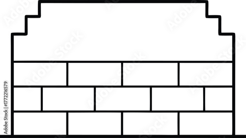 Brick wall illustration outline art, Brick wall vector art simple outline design isolated white background, brick wall vector art simple outline design