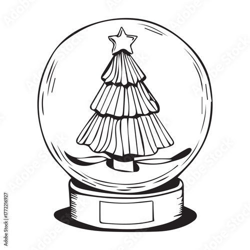 Hand Drawn Winter Snow Globe