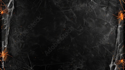 Spooky Halloween Background with Glowing Spider Webs on Dark Texture