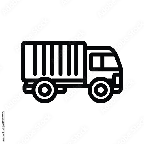 Garbage truck line icon, outline illustration of waste collection vehicle for sanitation and recycling services