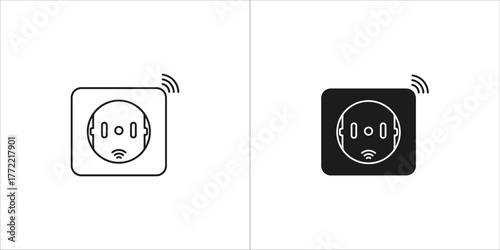 Smart outlet icon in line and glyph style, representing power socket