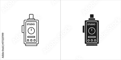 Studio light remote control icon in outline and glyph style