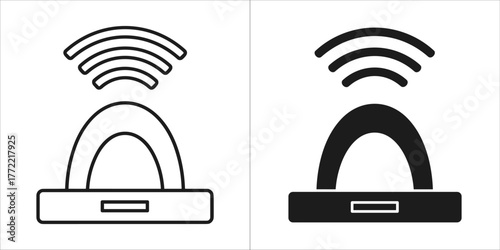 Smart speaker icon, wireless sound system symbol, voice assistant