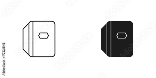 Book icon, perspective view, outline and silhouette