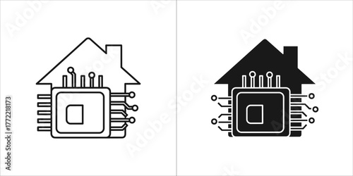 Smart home chip icon