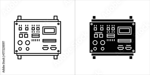 Front panel of electronic device with ports and buttons