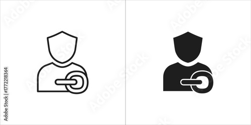 User account security vector icon in simple outline design