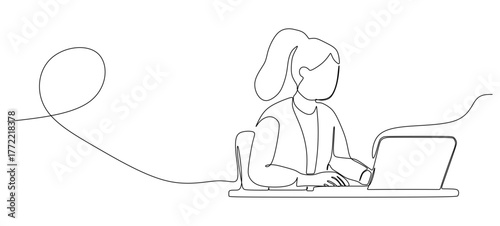 Continuous line drawing. bussines character ilustration. Vector illustration.