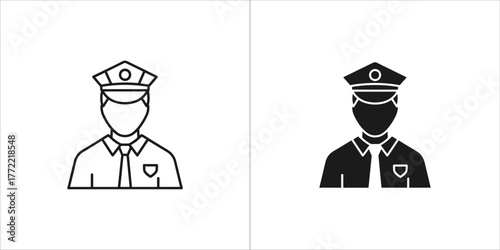 Illustration of a police officer in black and white style