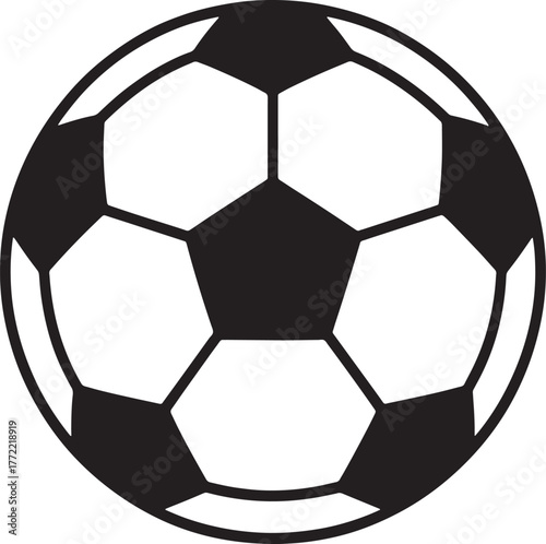 Classic soccer ball black and white icon for sports and football