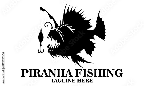 Piranha fishing bait icon. Piranha fishing bait vector illustration, piranha fishing bait logo art