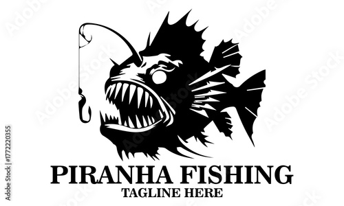 Piranha fishing bait icon. Piranha fishing bait vector illustration, piranha fishing bait logo art