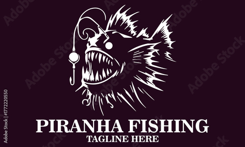 Piranha fishing bait icon. Piranha fishing bait vector illustration, piranha fishing bait logo art