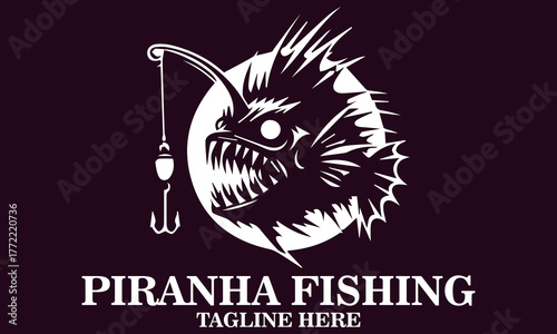 Piranha fishing bait icon. Piranha fishing bait vector illustration, piranha fishing bait logo art