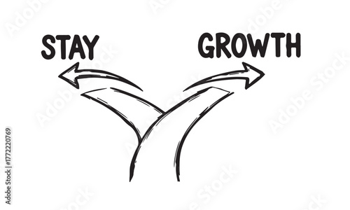 Stay or growth choice two paths diverging with arrows